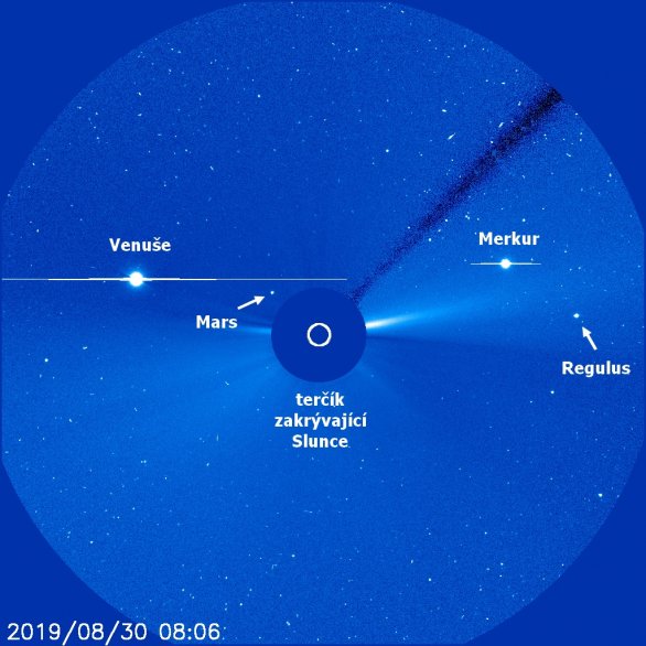 Okolí Slunce pohledem korónografu SOHO Autor: NASA/ESA