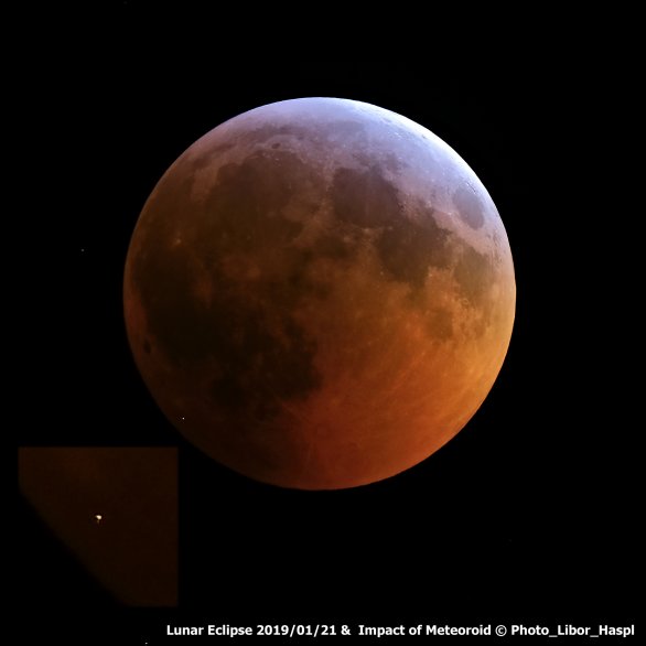 Záznam dopadu asteroidu na Měsíc 21. ledna 2019 z Česka. Autor: Libor Hašpl.