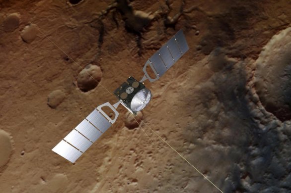 Evropská sonda Mars Express odhalila další podpovrchová jezera na Marsu Autor: Spacecraft image: ESA/ATG medialab; Mars: ESA/DLR/FU Berlin