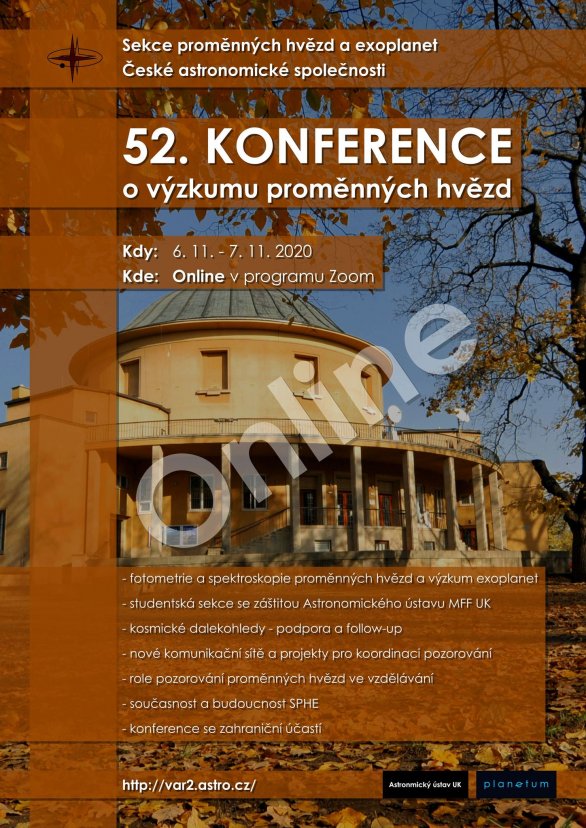 52. konference o výzkumu proměnných hvězd Autor: Sekce proměnných hvězd