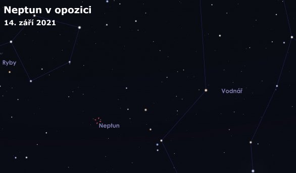 Neptun v opozici se Sluncem na zářijové obloze Autor: Astro.cz/Stellarium/Lukáš Veselý