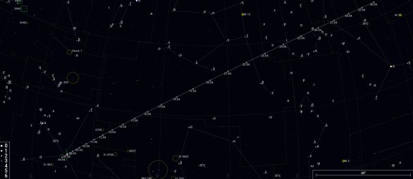 Náhledová mapka pro kometu C/2020 R4 (ATLAS) vygenerovaná na projektu CzSky. Autor: https://www.czsky.cz/