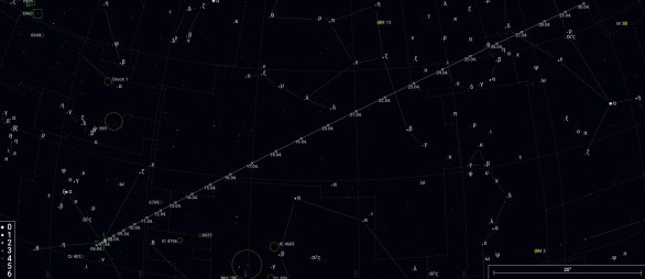 Náhledová mapka pro kometu C/2020 R4 (ATLAS) vygenerovaná na projektu CzSky. Autor: https://www.czsky.cz/