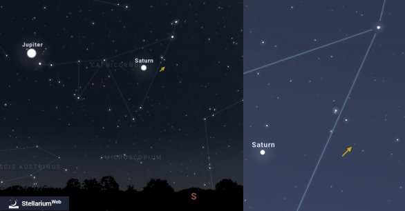 Zakrývaná hvězda planetkou Morellet 3. 9. 2021 (Stellarium)