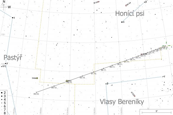 Mapka pro kometu C/2021 A1 (Leonard) v průběhu listopadu 2021 Autor: CzSky