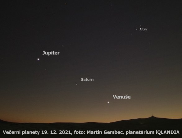Večerní planety 19. 12. 2021, simulace iQPLANETÁRIUM Autor: Martin Gembec/iQLANDIA