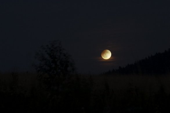Začátek zatmění Měsíce nízko nad obzorem 7. 9. 2006 Autor: Martin Gembec