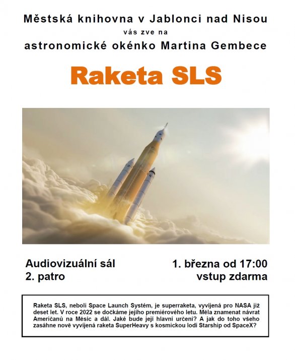 Raketa SLS, přednáška, pozvánka