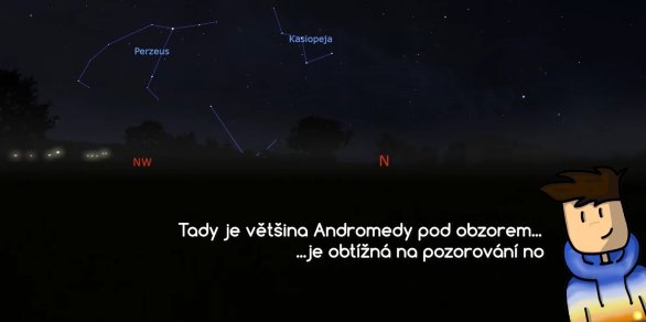 Andromeda je v dubnu obtížně viditelná Autor: Stellarium/Antonín Vřešťál