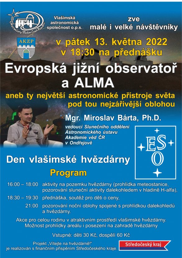 Přednáška o ESO a ALMA Autor: Vlašimská astronomická společnost.