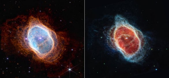 Jižní prstencová mlhovina v blízké a střední oblasti IR spektra Autor: NASA/JWST