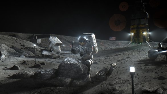 Umělecká představa budoucího průzkumu Měsíce Autor: NASA