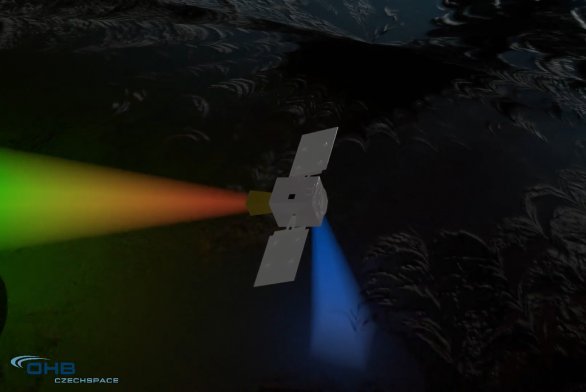 Grafika: družice SOVA provádí měření Autor: OHB Czechspace