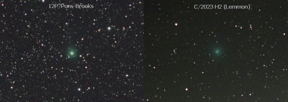 Komety 12P/Pons-Brooks a C/2023 H2 (Lemmon) 18. 11. 2023, Canon 6D, Samyang 135 mm. Autor: Martin Gembec