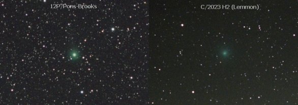Komety 12P/Pons-Brooks a C/2023 H2 (Lemmon) 18. 11. 2023, Canon 6D, Samyang 135 mm. Autor: Martin Gembec