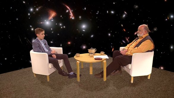 Jan Herzig (vlevo) během rozhovoru s Jindřichem Suchánkem v pořadu Hlubinami vesmíru Autor: TV Noe
