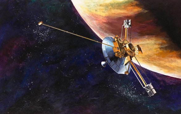 Pioneer 10 u Jupiteru, kresba NASA/Rick Guidice