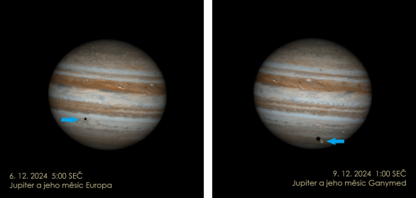 Galileovské měsíce Europa a Ganymed před Jupiterem v období opozice se Sluncem. Autor: Jan Veselý / Stellarium