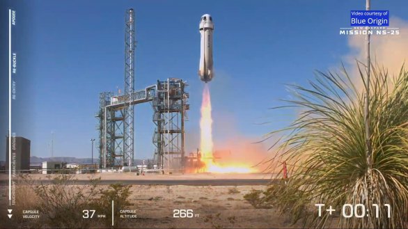 Start New Shepard 19. 5. 2024 na misi NS-25 Autor: Blue Origin