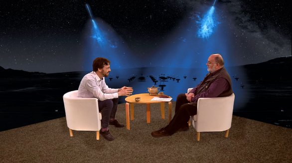 Mgr. Martin Jelínek Ph. D. během rozhovoru s Jindřichem Suchánkem v pořadu Hlubinami vesmíru Autor: TV Noe