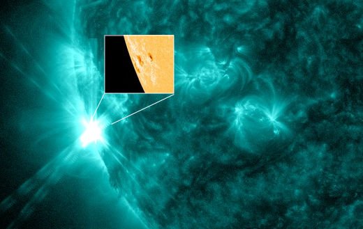 Aktivní oblast AR36723 se 23. 6. uvedla silnou erupcí M9,4. Jde o aktivní oblast pozorovanou už ve třetí otočce Slunce, dříve označenou jako AR3797 a AR3664, která má na svědomí řadu silných erupcí a krásné polární záře  v první dekádě května 2024. Autor: NASA/SDO/Spaceweather.com