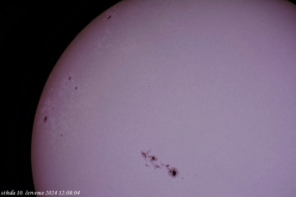 Slunce 10. 7. 2024, Nikon D5200, SW dobson 12” Flextube 305/1500mm Autor: Jiří Šíp
