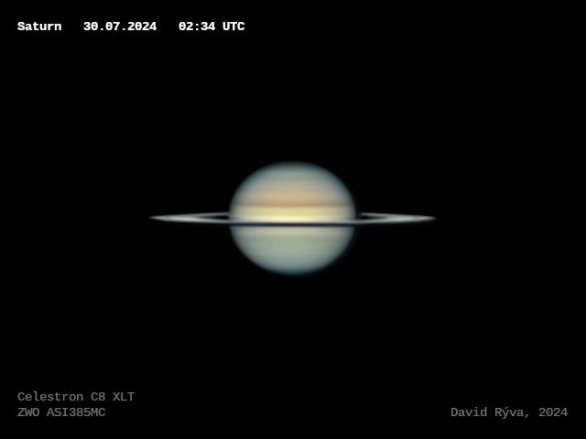 Saturn 30. 7. 2024 přes 20cm dalekohled Celestron C8 XLT Autor: David Rýva