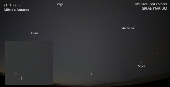 Měsíc a Antares 21. 2. 2025 Autor: SkyExplorer/iQLANDIA/Martin Gembec