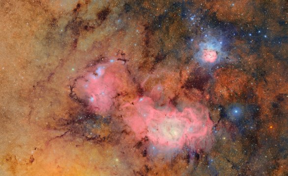 Mlhoviny Laguna a Trifid na snímku observatoře Vera. C. Rubinové Autor: NSF–DOE Vera C. Rubin Observatory