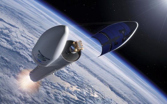 Grafika startu družice Sentinel-1D pomocí rakety Ariane 6. Autor: ESA-CNES-ARIANESPACE