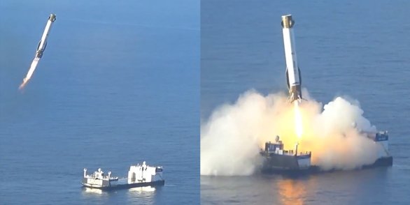 Přistání prvního stupně rakety New Glenn 20. 4. 2026 Autor: Jeff Bezos/Blue Origin