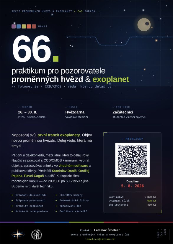 Pozvánka na 66. praktikum pro pozorovatele proměnných hvězd Autor: SPHE