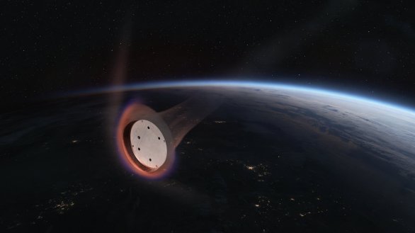 Oficiální vizualizace vstupu návratového pouzdra Starfall do atmosféry. Autor: X/SpaceX Oficiální vizualizace vstupu návratového pouzdra Starfall do atmosféry. Autor: X/SpaceX