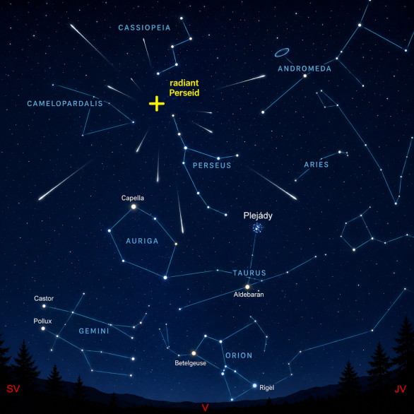 Radiant Perseid je nad ránem vysoko a meteorů tak padá nejvíce Autor: Martin Gembec/iQLANDIA Radiant Perseid je nad ránem vysoko a meteorů tak padá nejvíce Autor: Martin Gembec/iQLANDIA