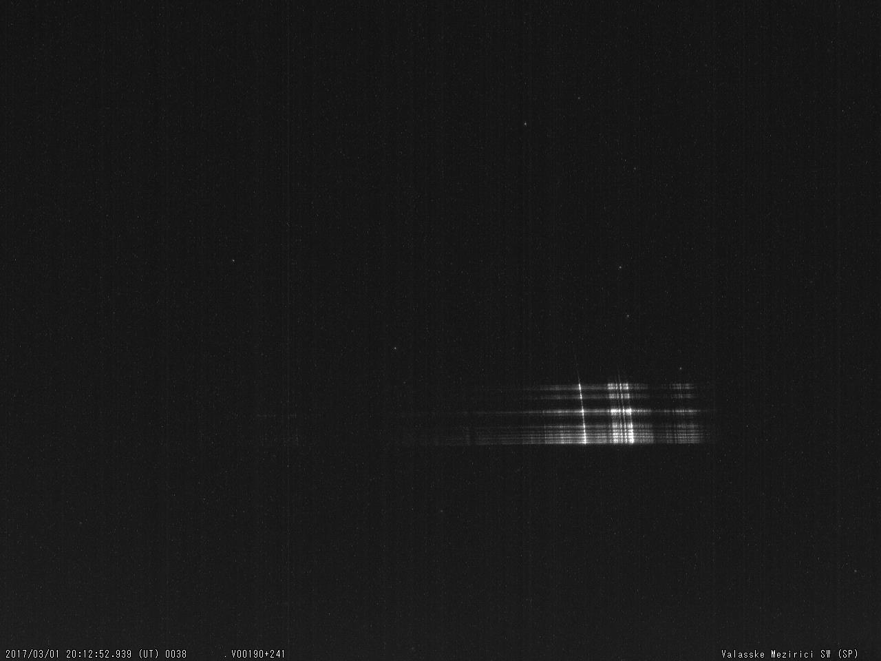 Obr. 11: Spektrum jasného meteoru 20170301_201252, spektrograf SPNE. Autor: Hvězdárna Valašské Meziříčí
